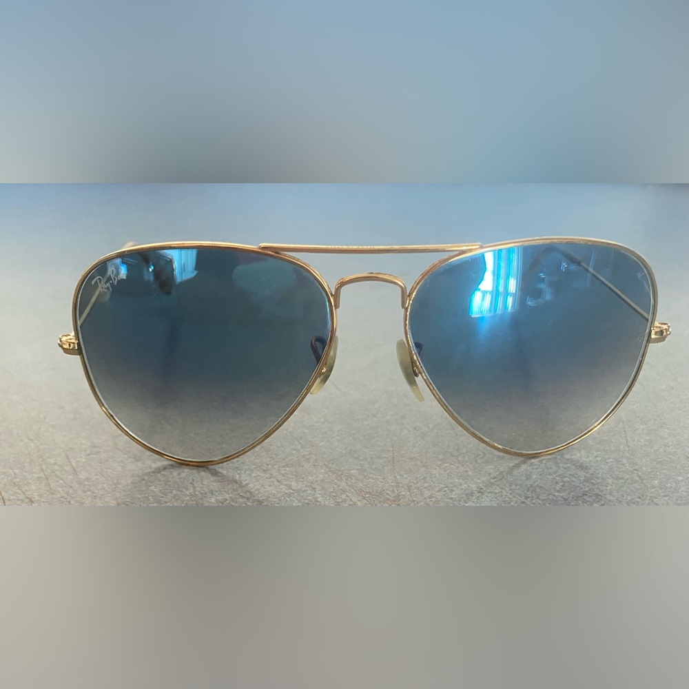 Ray-Ban Aviator Sunglasses Vintage 58014 Gold Frame Flash Blue Lenses - Picture 2 of 10